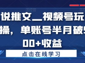 小说推文—视频号玩法实操，单账号半月破5000+收益-天天学吧