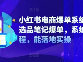 小红书电商爆单系统课，选品笔记爆单，系统课程，能落地实操-天天学吧