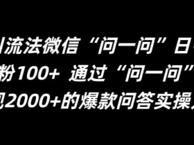 最新引流法微信“问一问”日引精准粉100+  通过“问一问”【揭秘】-天天学吧