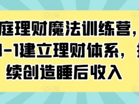 家庭理财魔法训练营，从0-1建立理财体系，持续创造睡后收入-天天学吧