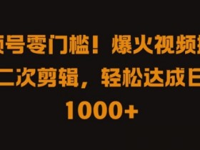 视频号零门槛，爆火视频搬运后二次剪辑，轻松达成日入 1k+【揭秘】-天天学吧