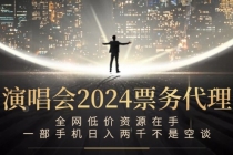 演唱会2024票务代理，全网低价资源在手，一部手机日入两千不是空谈-天天学吧