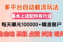 小红书抖音视频号最新截流获客系统，全自动引流精准客户【日曝光10000+…-天天学吧