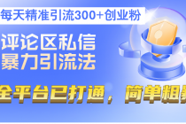 评论区私信暴力引流法，每天精准引流300+创业粉，全平台已打通，简单粗暴-天天学吧