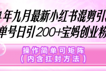 小红书混剪引流，单号日引200+宝妈创业粉，操作简单可矩阵（内含扛封…-天天学吧