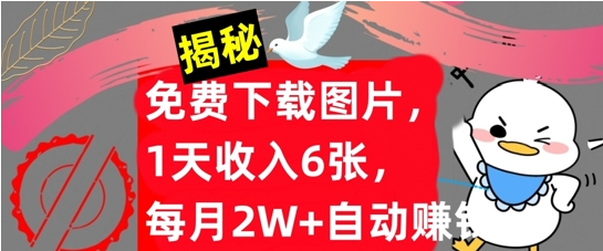 免费下载图片，1天收入6张，每月2W+自动赚钱，实战教程(揭秘)-天天学吧