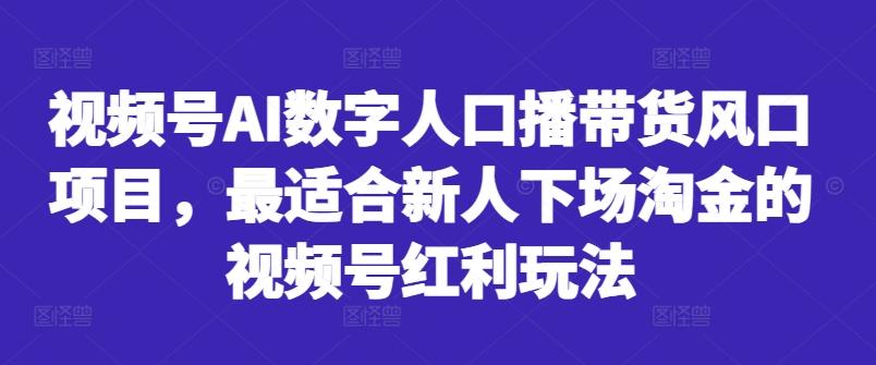 图片[1]-视频号AI数字人口播带货风口项目，最适合新人下场淘金的视频号红利玩法-天天学吧