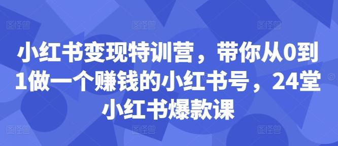 图片[1]-小红书变现特训营，带你从0到1做一个赚钱的小红书号，24堂小红书爆款课-天天学吧