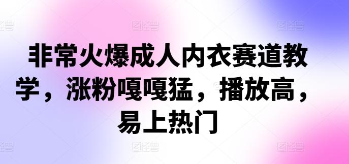 图片[1]-非常火爆成人内衣赛道教学，​涨粉嘎嘎猛，播放高，易上热门-天天学吧