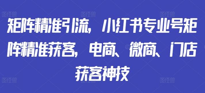 图片[1]-矩阵精准引流，小红书专业号矩阵精准获客，电商、微商、门店获客神技-天天学吧