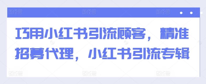 图片[1]-巧用小红书引流顾客，精准招募代理，小红书引流专辑-天天学吧