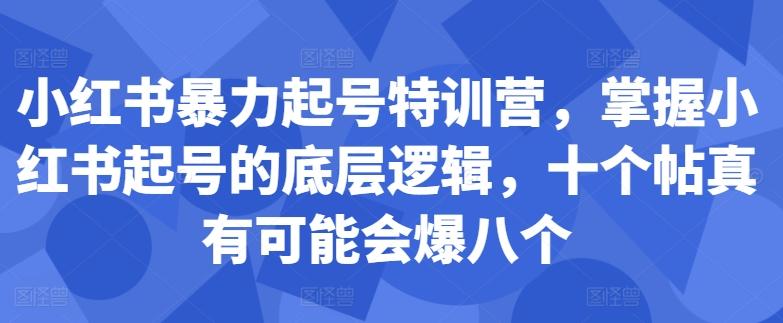 图片[1]-小红书暴力起号特训营，掌握小红书起号的底层逻辑，十个帖真有可能会爆八个-天天学吧