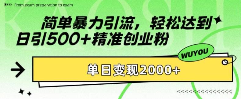 图片[1]-简单暴力引流，轻松达到日引500+精准创业粉，单日变现2k【揭秘】-天天学吧