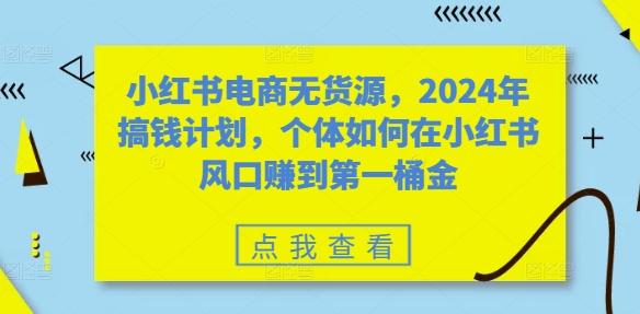 图片[1]-小红书电商无货源，2024年搞钱计划，个体如何在小红书风口赚到第一桶金-天天学吧