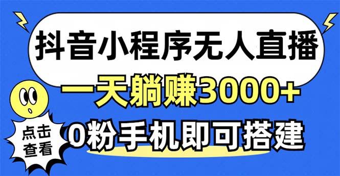 图片[1]-抖音小程序无人直播，一天躺赚3000+，0粉手机可搭建，不违规不限流，小…-天天学吧