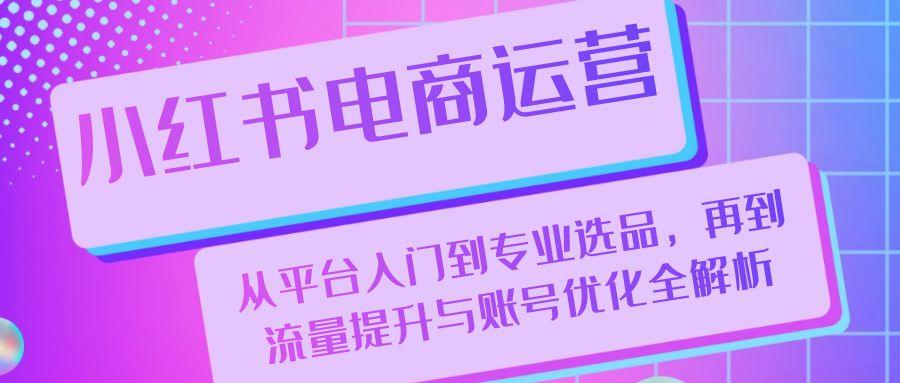 小红书电商运营：从平台入门到专业选品，再到流量提升与账号优化全解析-天天学吧