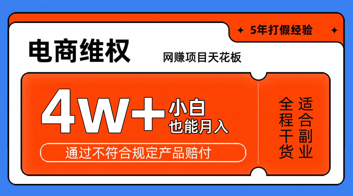 网赚项目天花板电商购物维权月收入稳定4w+独家玩法小白也能上手-天天学吧