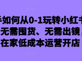 新手如何从0-1玩转小红书店铺，无需囤货、无需出镜，可在家低成本运营开店-天天学吧