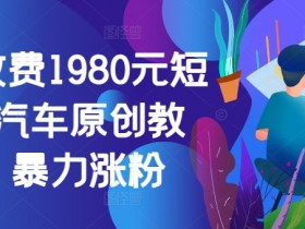 外面收费1980元短视频汽车原创教学，暴力涨粉-天天学吧