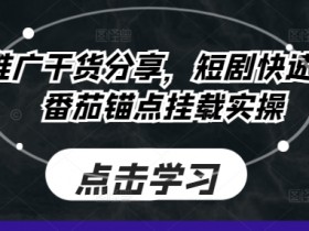 短剧推广干货分享，短剧快速涨粉及番茄锚点挂载实操-天天学吧