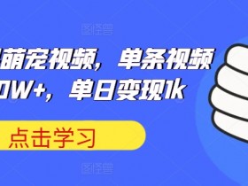 可爱水果萌宠视频，单条视频点赞20W+，单日变现1k【揭秘】-天天学吧