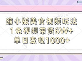 缩小版美食视频玩法，1条视频带货6W+，单日变现1k-天天学吧