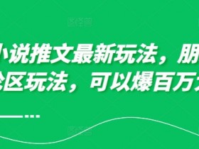 10月小说推文最新玩法，朋友圈图文评论区玩法，可以爆百万大流量 -天天学吧