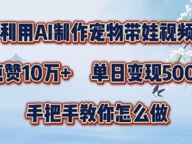 利用AI制作宠物带娃视频，轻松涨粉，点赞10万+，单日变现三位数，手把手教你怎么做【揭秘】-天天学吧