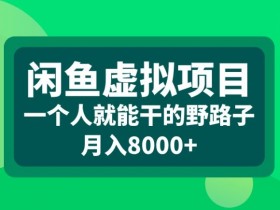 闲鱼虚拟项目，一个人就可以干的野路子，月入8000+【揭秘】-天天学吧