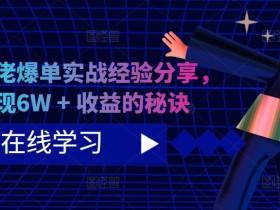 短剧大佬爆单实战经验分享，快速实现6W + 收益的秘诀-天天学吧