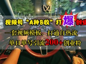 视频号“A种B收”打爆创业粉，一套视频模板打通自热流，单日单号引流200+创业粉-天天学吧