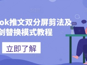 海外tiktok推文双分屏剪法及蓝剑替换模式教程-天天学吧