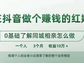 在抖音做个赚钱的红娘，0基础了解同城相亲，怎么做一个人3个月收益10W+-天天学吧