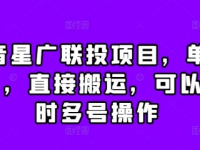 抖音星广联投项目，单号1k ，直接搬运，可以同时多号操作【揭秘】-天天学吧