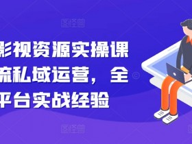 引流卖影视资源实操课程，引流私域运营，全网多平台实战经验-天天学吧