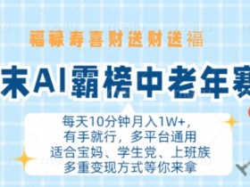 年末AI霸榜中老年赛道，福禄寿喜财送财送褔月入1W+，有手就行，多平台通用【揭秘】-天天学吧