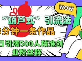 抖音葫芦式引流法，三分钟一条作品，单日引爆抖音500人精准创业粉丝群【揭秘】-天天学吧