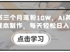 小红书三个月涨粉10W，AI英语视频0成本制作，每天轻松日入几张【揭秘】-天天学吧