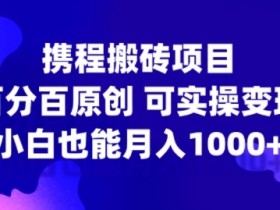 携程搬砖项目，百分百原创，可实操变现，新手小白月入1k+【揭秘】-天天学吧