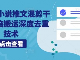 海外TK小说推文混剪干货，无脑搬运深度去重技术-天天学吧