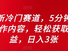 全新冷门赛道，5分钟AI制作内容，轻松获取收益，日入3张【揭秘】-天天学吧