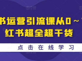 小红书运营引流课从0～1-小红书超全超干货-天天学吧