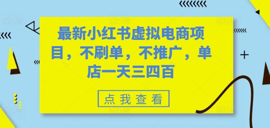 图片[1]-最新小红书虚拟电商项目，不刷单，不推广，单店一天三四百-天天学吧