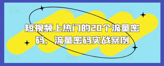 图片[1]-短视频上热门的20个流量密码，流量密码实战案例-天天学吧