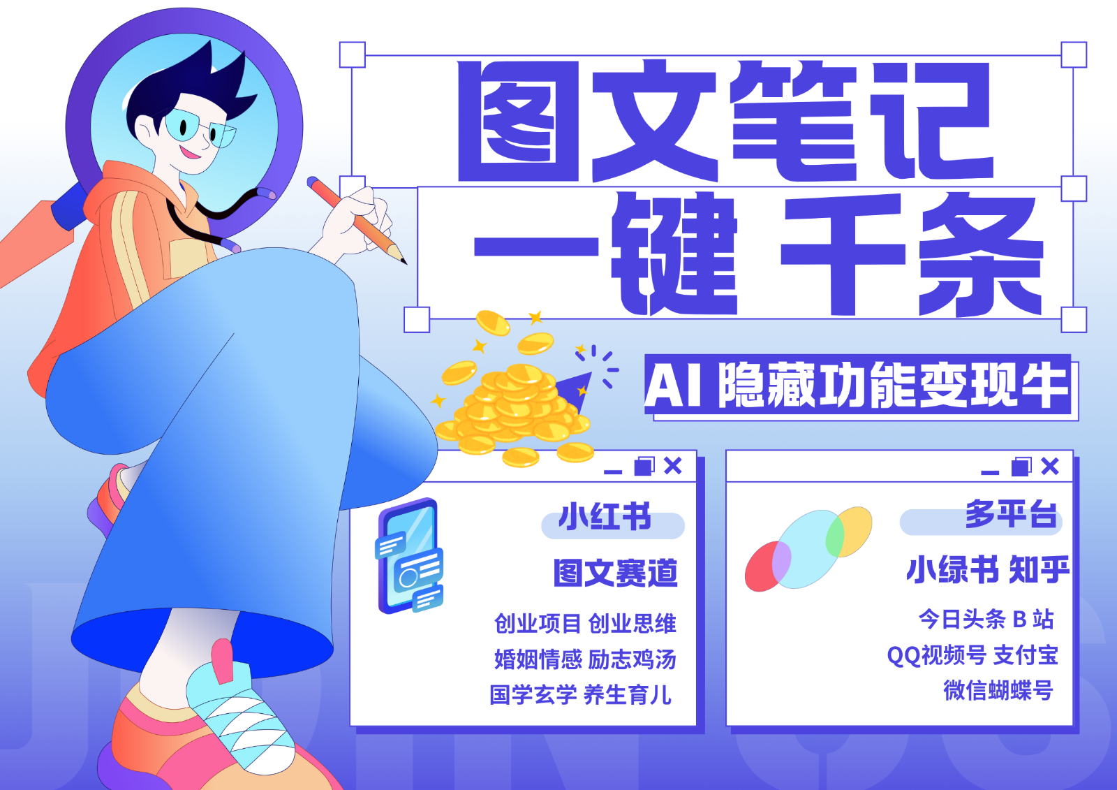 1键生成数千条图文 创业国学 秒生笔记 小红书小绿书图文 轻松引流 变现30000+-天天学吧