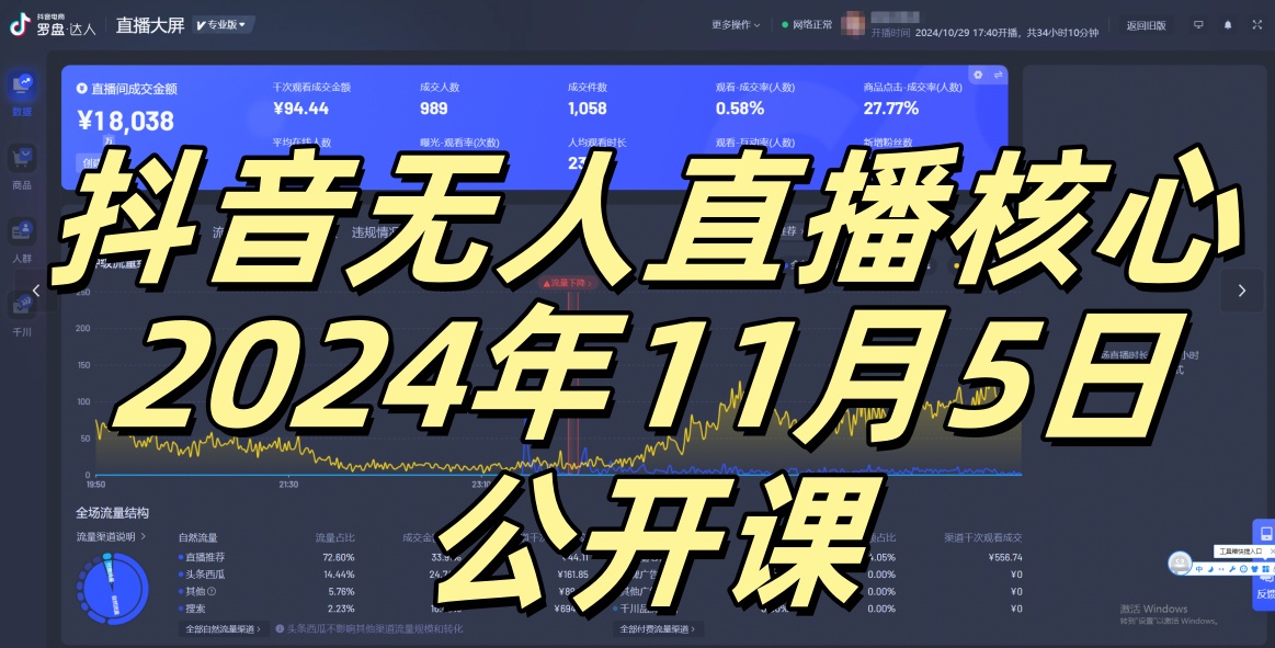 抖音无人直播核心公开课，咸鱼翻身小白可做带有睡后收入月入过万太简单-天天学吧