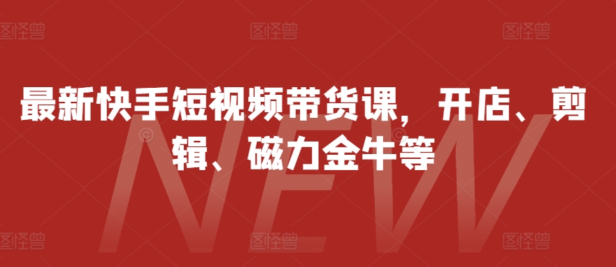 最新快手短视频带货课，开店、剪辑、磁力金牛等-天天学吧