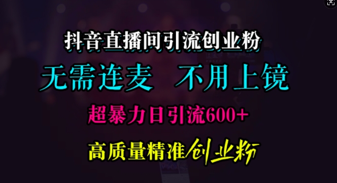 抖音直播间引流创业粉，无需连麦、无需上镜，超暴力日引流600+高质量精准创业粉-天天学吧