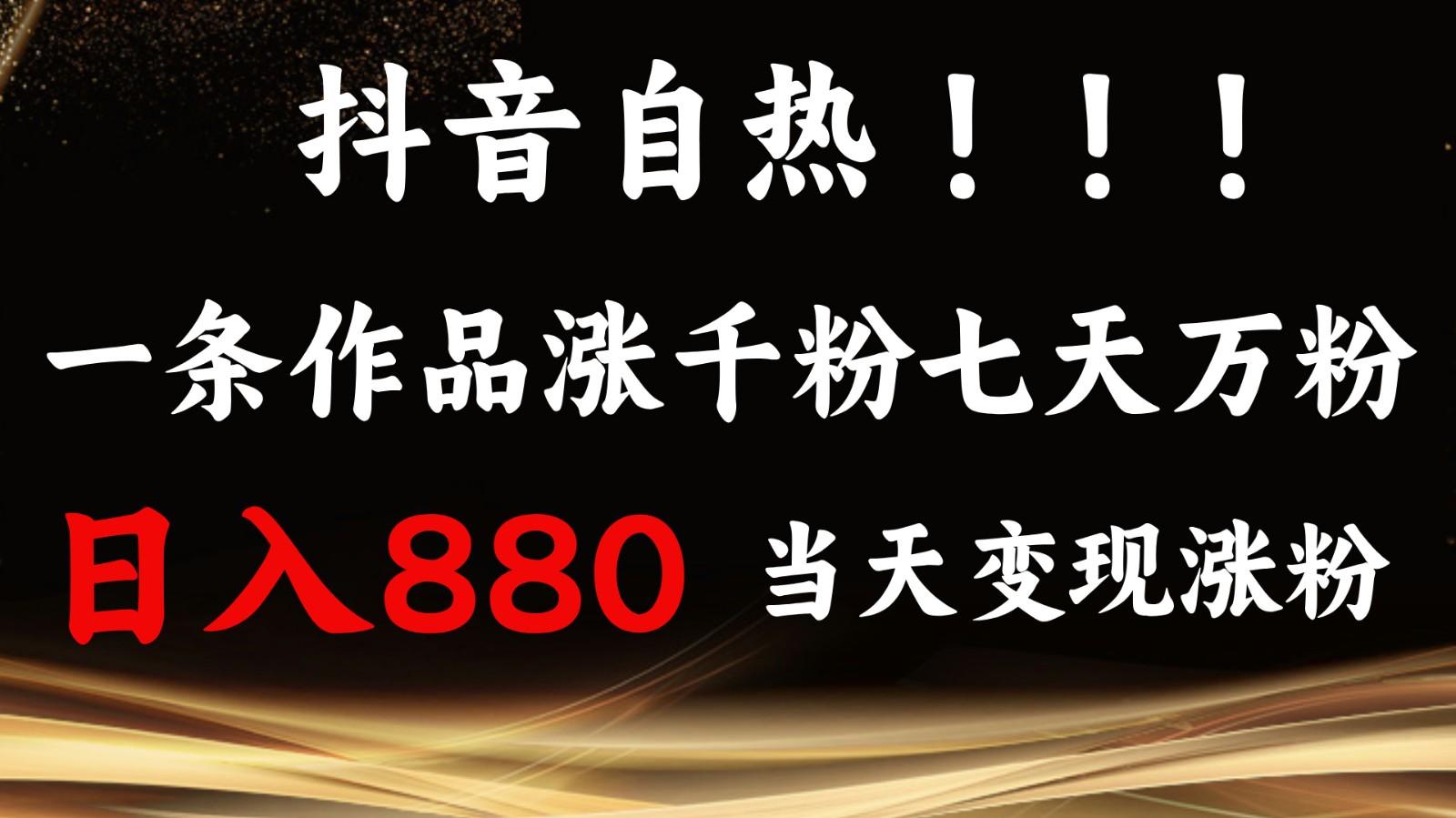 抖音小红书自热，一条作品1000粉，7天万粉，单日变现880收益-天天学吧