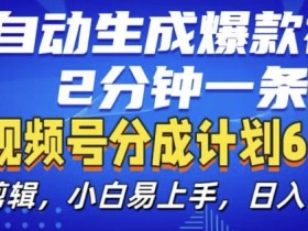 视频分成计划6.0，AI自动生成爆款视频，2分钟一条，小白易上手【揭秘】-天天学吧